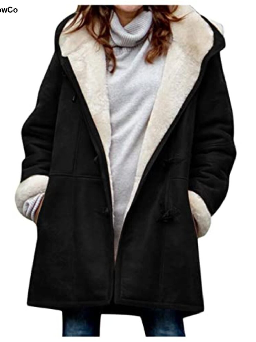 Sherpa Lined Hooded Fleece Jacket Women Winter Windproof Warm Parka Coat